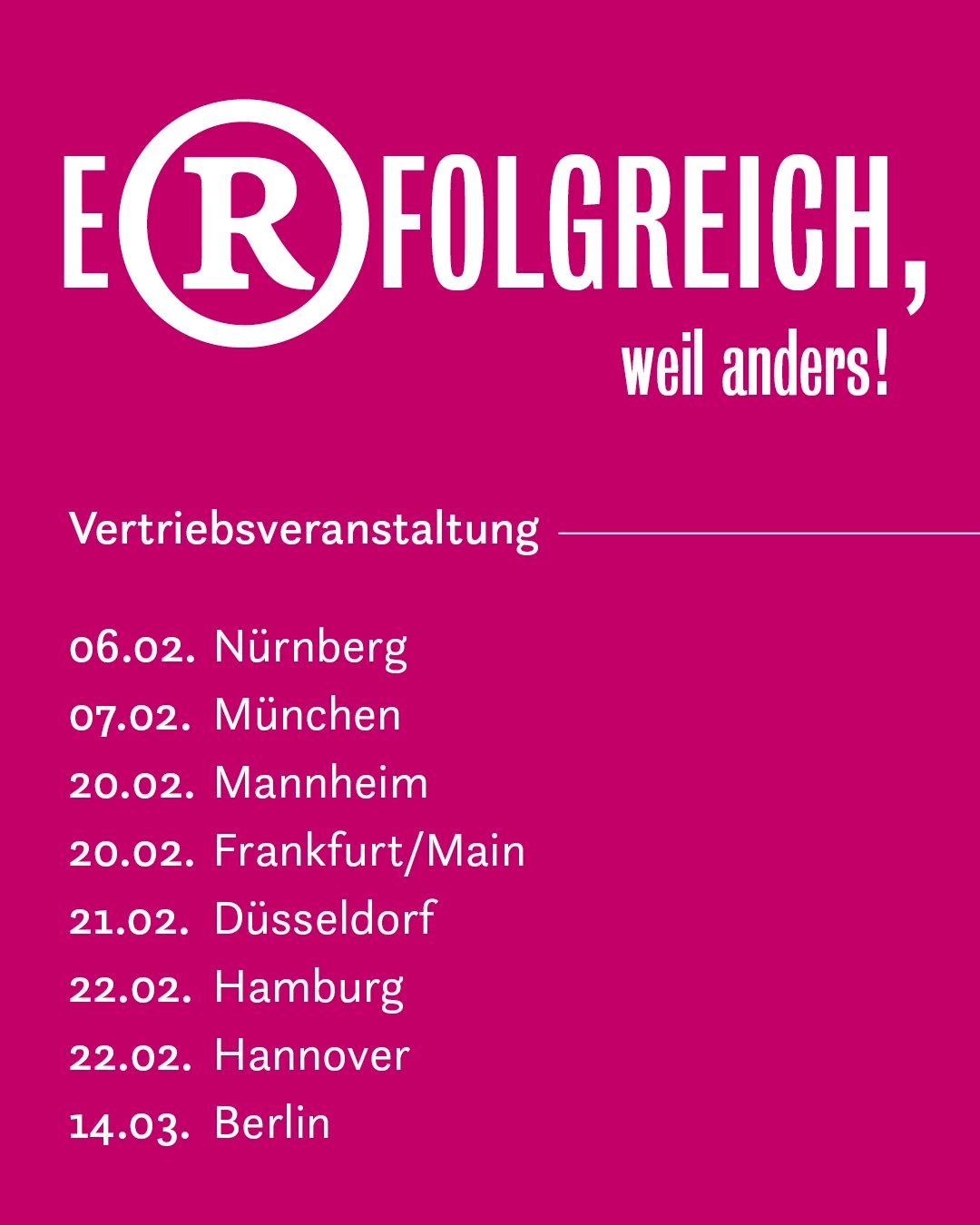 Einladung f&uuml;r Vertriebspartner: E<sup>&reg;</sup>folgreich... weil anders!